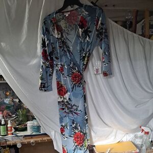 LuLaRoe Floral Robe in Blue and Red
